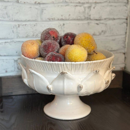 Scavo Harvest Pedestal Bowl - Antique White