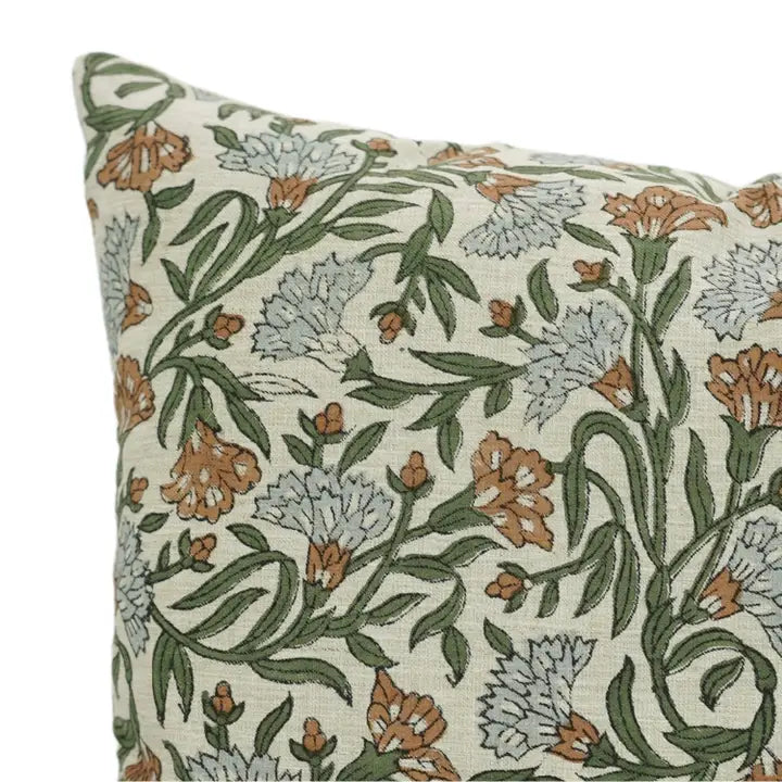 Block Print Linen Blend Pillow | Thorny Stems