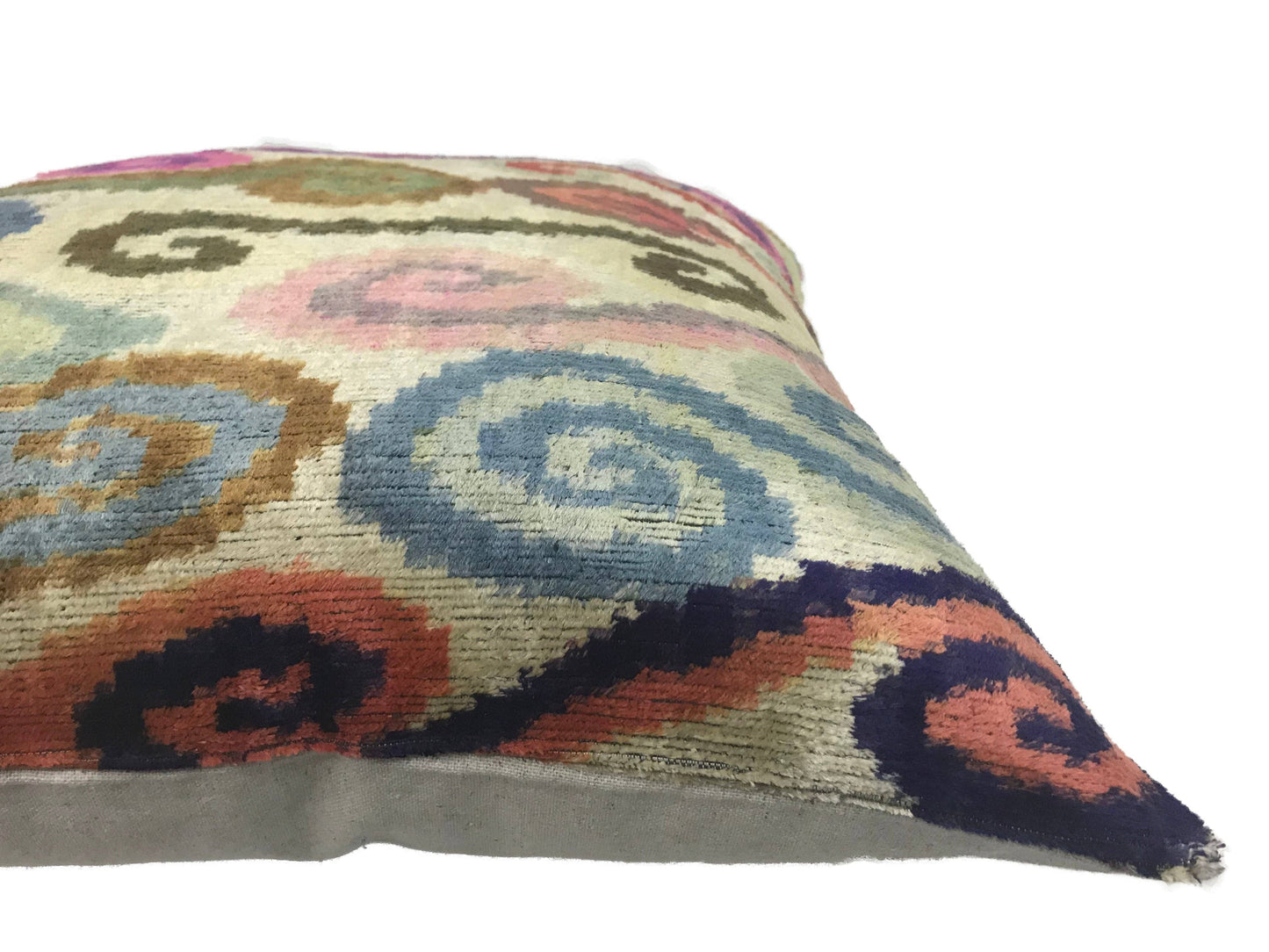 COLORFUL CLOUDS - IKAT SILK/VELVET PILLOWCASE | 20" x 20"