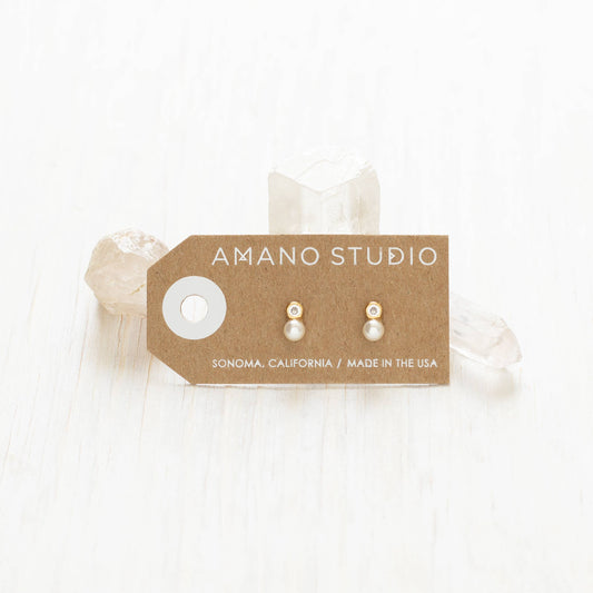 Pearl + Crystal Stud Earrings