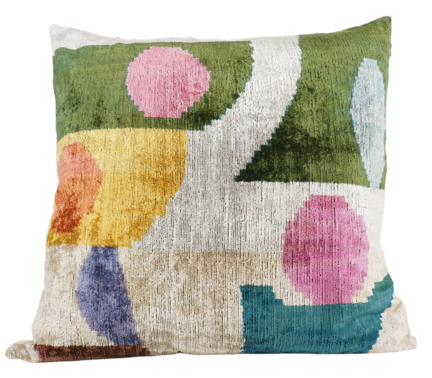 HANDMADE IKAT SILK/VELVET PILLOW | 24" x 24"