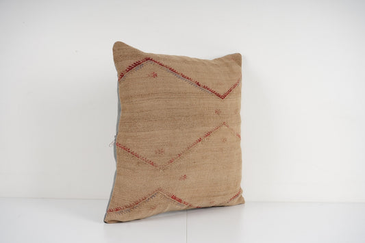 Camel Cushion Cover, Striped Turkish Kilim Pillow, Boho
