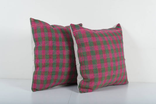 Pink and Green Striped Outdoor Turkish Pillow | 20" x 20"