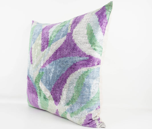 HANDMADE IKAT SILK/VELVET PILLOW | 24" x 24"