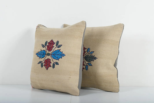 Turkish Kilim Pillow, Boho Couch Pillow | 16" x 16"