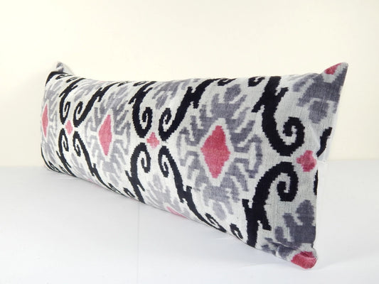 Ikat Lumbar Pillow - Silk Ikat Velvet | 15" x 41"