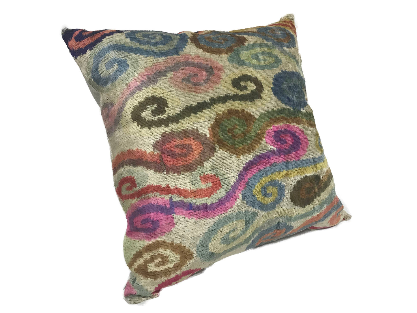 COLORFUL CLOUDS - IKAT SILK/VELVET PILLOWCASE | 20" x 20"