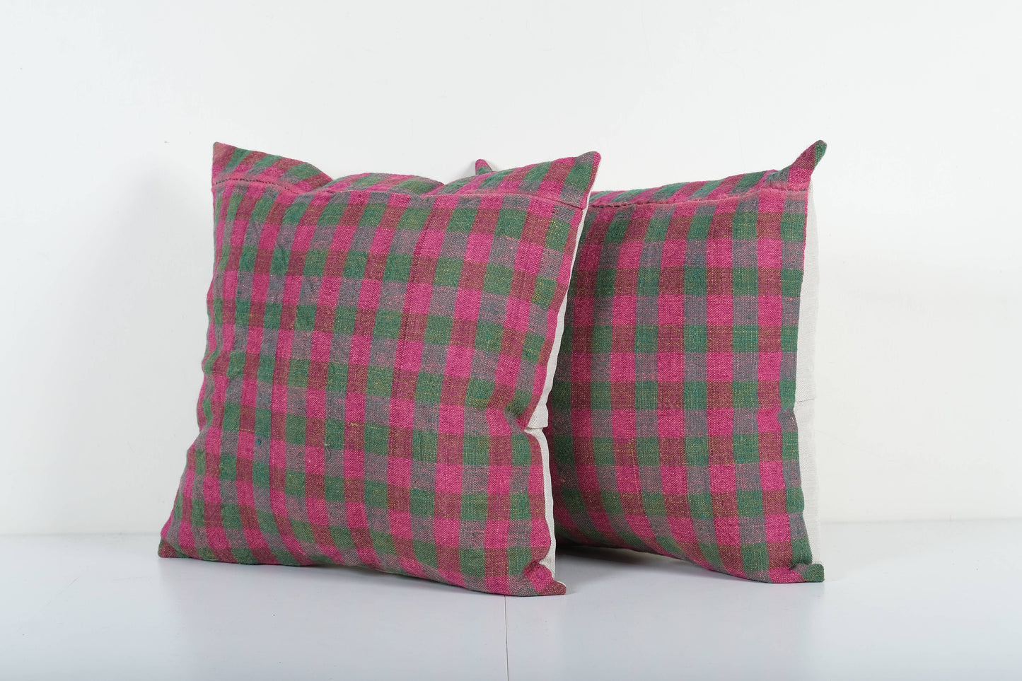Pink and Green Striped Outdoor Turkish Pillow | 20" x 20"