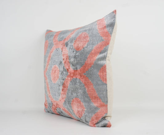 HANDMADE- IKAT SILK/VELVET PILLOWCASE | 20" x 20"