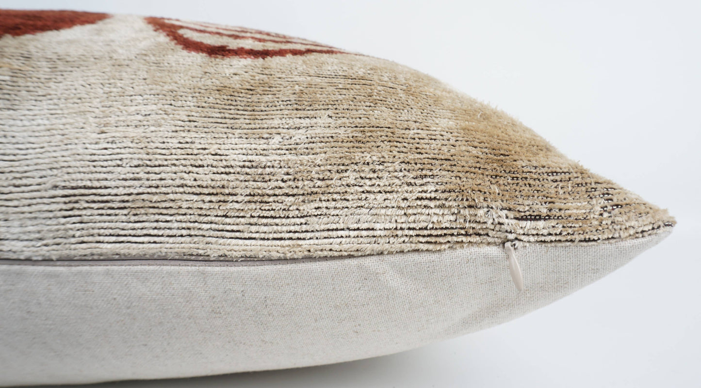 Butterfly Patterned Silk Ikat Velvet Pillow | 24" x 24"