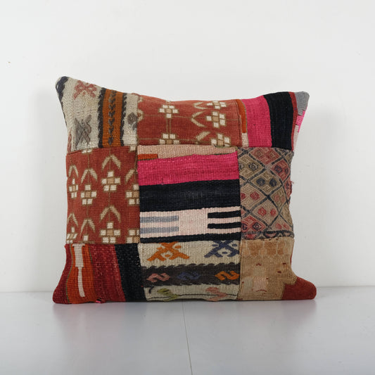 Hand Embroidery, Kurdish rug Pillow | 18" x 19"