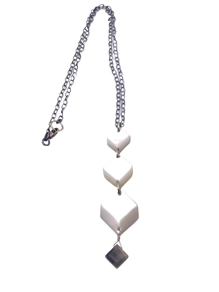 JADEWATER DESIGN | Cube Shell Necklace with Labradorite