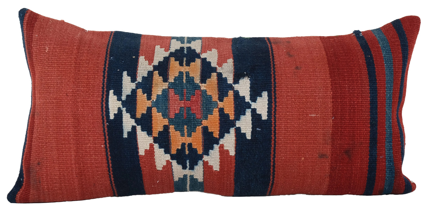 Geometric Boho Anatolian Kilim Pillow | 16" x 30"