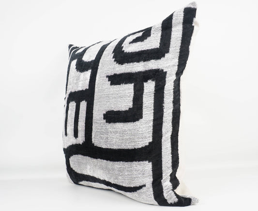 HANDMADE IKAT SILK/VELVET PILLOW | 24" x 24"