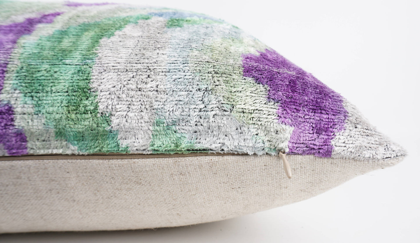 HANDMADE IKAT SILK/VELVET PILLOW | 24" x 24"