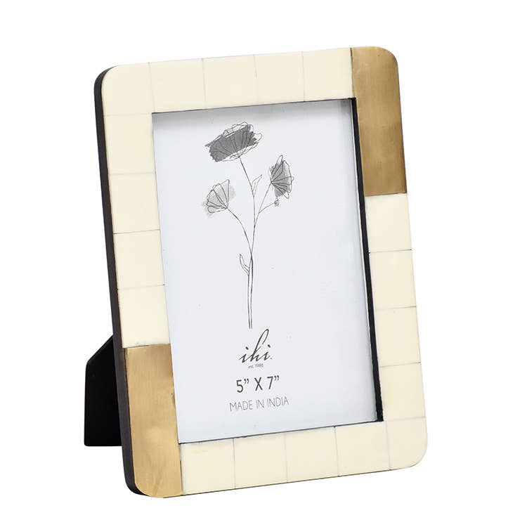 White Frame w/ Brass 5 X 7