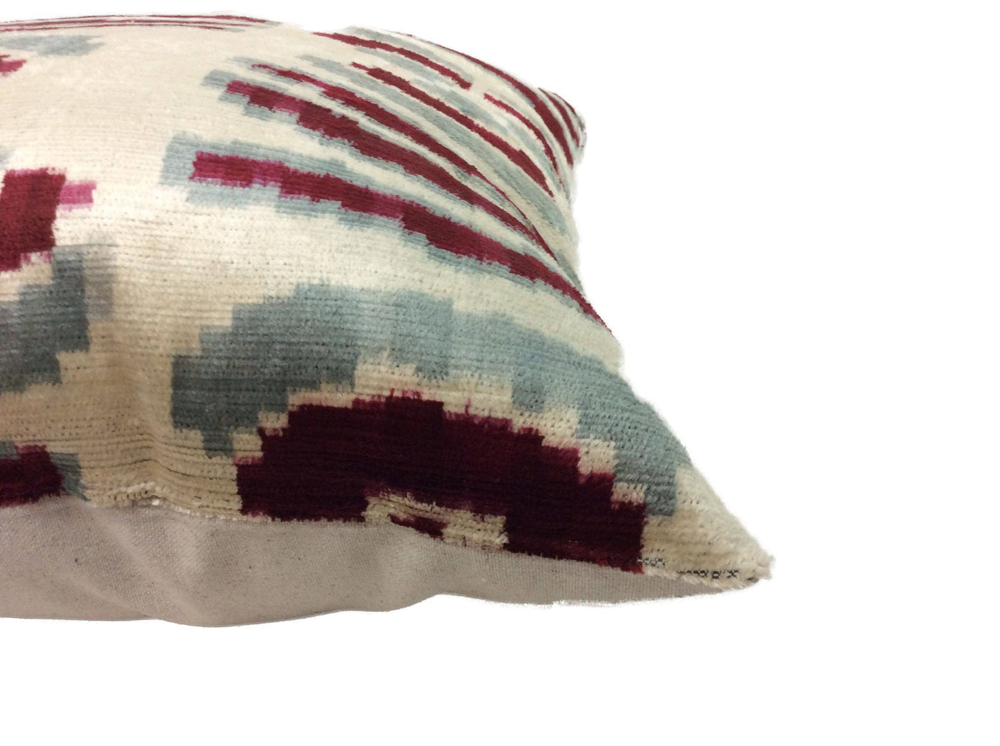 FALU RED- IKAT SILK/VELVET PILLOWCASE | 20" x 20"