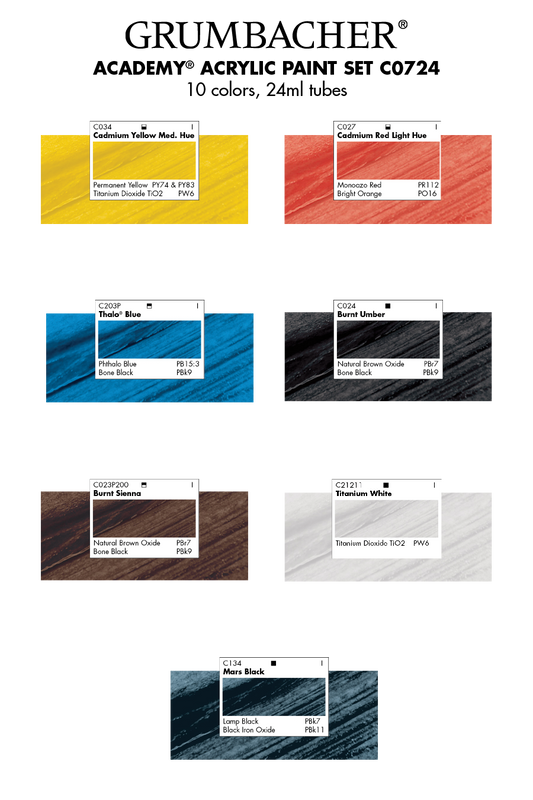 Grumbacher® Academy® Acrylic 7pc Bonus Set, 24ml.
