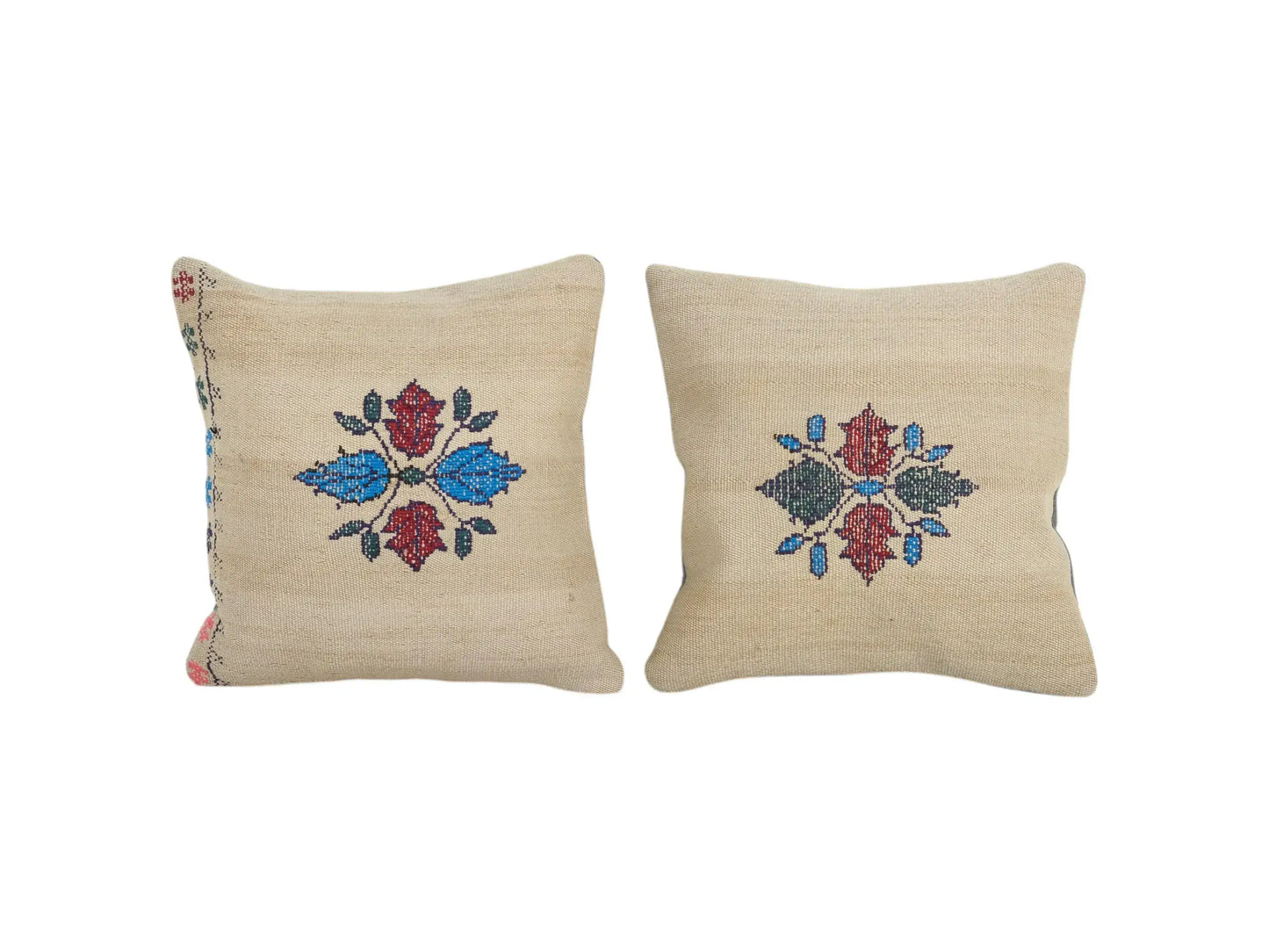 Turkish Kilim Pillow, Boho Couch Pillow | 16" x 16"
