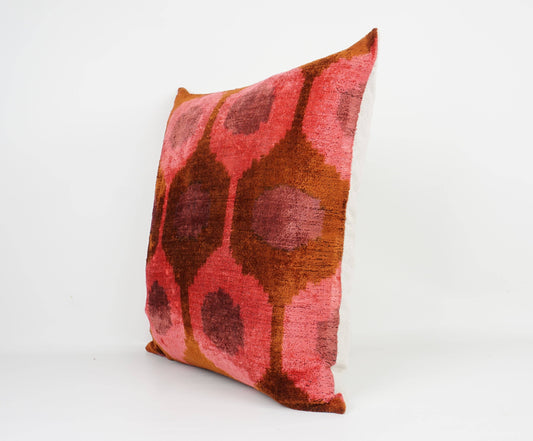 HANDMADE IKAT SILK/VELVET PILLOW | 20" x 20"