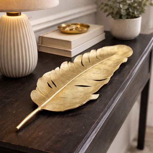 Gold Metal Feather Tray