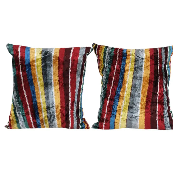 Colorful Striped Ikat Pillow | 22ʺ × 6ʺ × 23ʺ