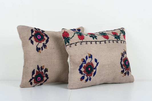 Aubusson Copper Floral Turkish Kilim Cushion | 12" x 14"