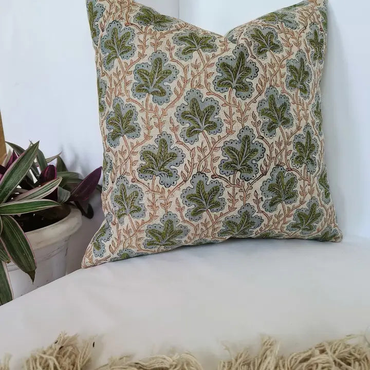 Block Print Linen Blend Pillow | Pushpa Samhita