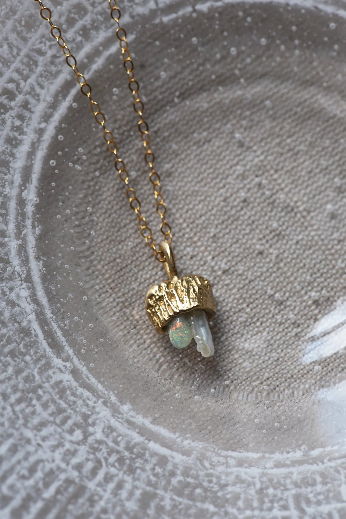 8.6.4 | Pearl and Opal 14K Brass Necklace