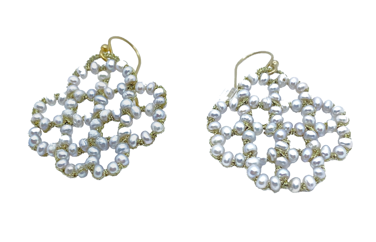 DANIELLE WELMOND | Woven Gold Cord with Silver Pearls Earrings