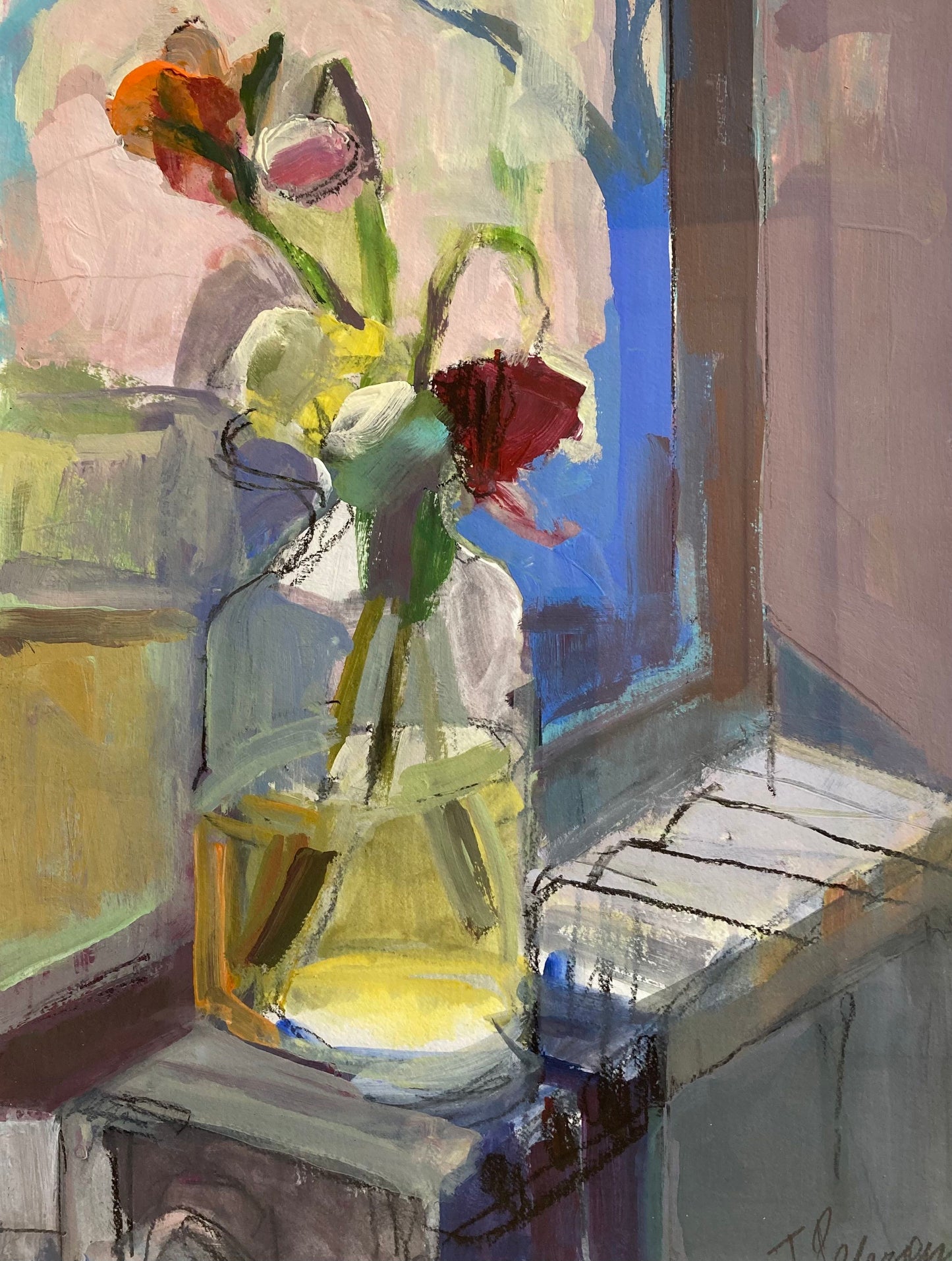 FLOWER STILL LIFE & RADIATOR, Framed by Janet Pedersen