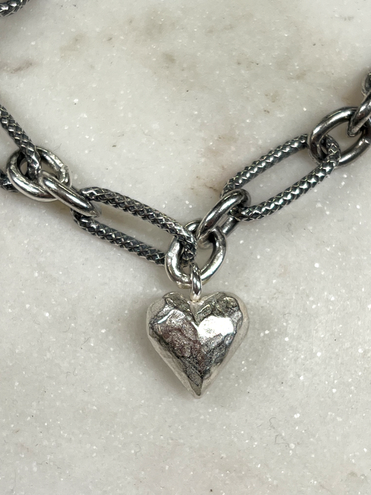 SONJA FRIES | Mixed Chain Heart Bracelet in Sterling Silver