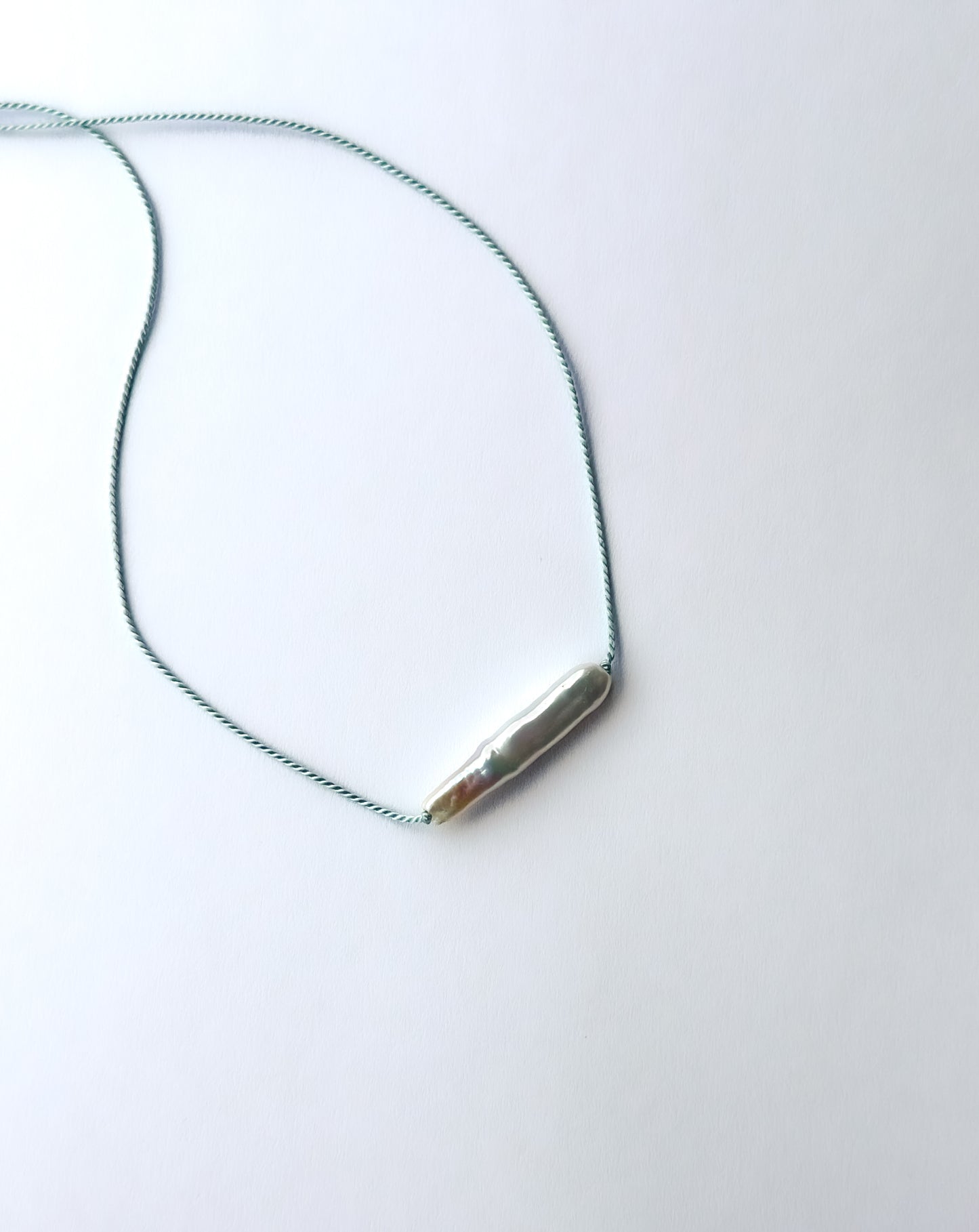 MARGARET SOLOW | Freshwater Pearl Necklace w/ Blue Cord
