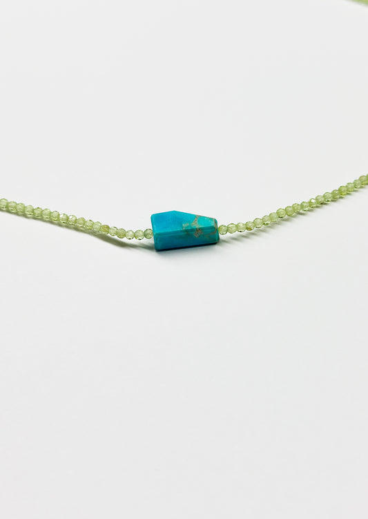 MARGARET SOLOW | Peridot & Peruvian Opal with Silver Necklace