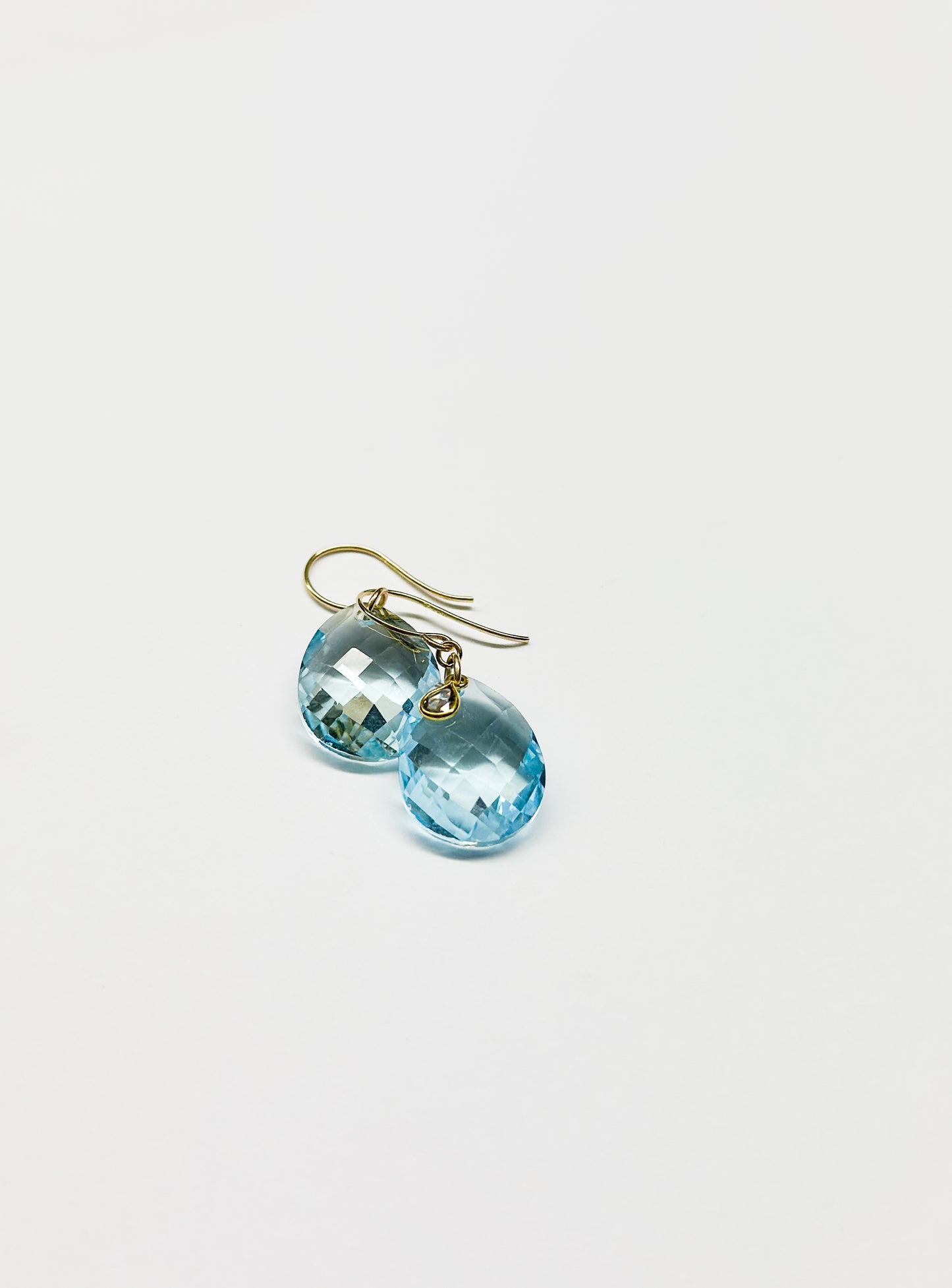 MARGARET SOLOW | Blue Topaz & Diamond with 18kt Gold Earrings