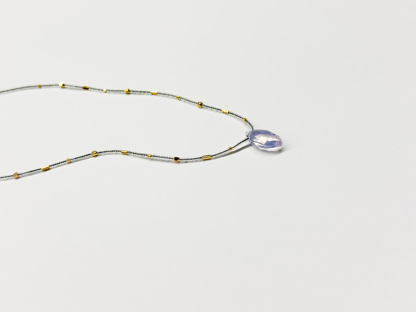 DEBBIE FISHER | Clear Seed, Gold Vermeil and Scoralite Beads Necklace