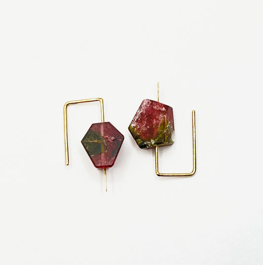 FAIL JEWELRY | Small Hook Earrings with Watermelon Tourmaline