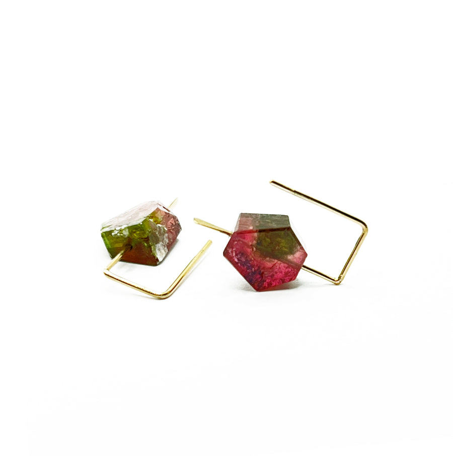 Fail Jewelry | Small hook pink tourmaline earrings