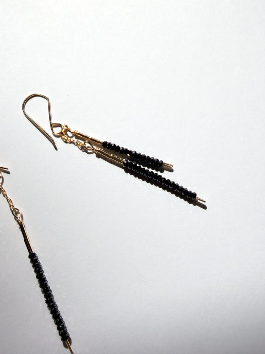 DEBBIE FISHER | Tiny Black Spinel and Gold Fill Earrings
