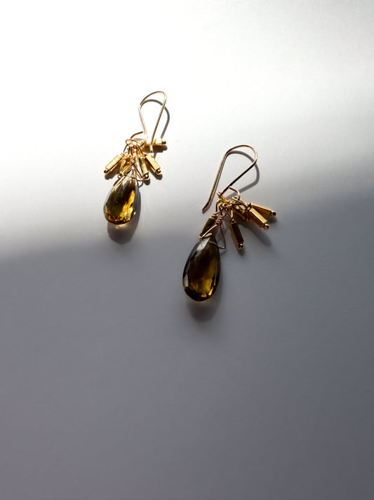 DEBBIE FISHER | Whiskey Quartz and Gold Vermeil Bead Earrings