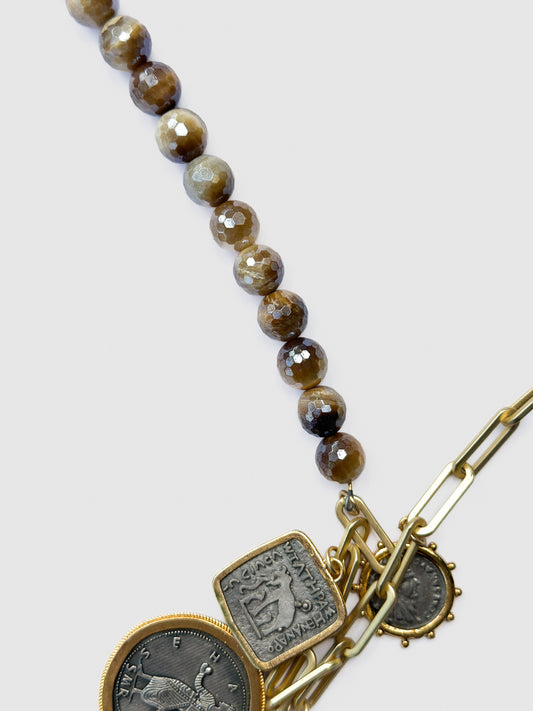 BITTERSWEET DESIGNS | Tiger Eye Flaneur Triple Coin Charm Necklace