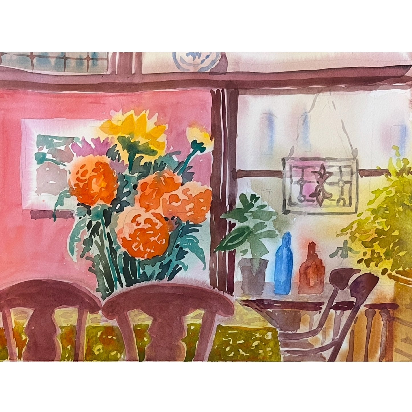 Table with Orange Flowers Susan Greenstein