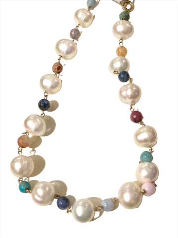 Freshwater Pearl with Rainbow Quartz Necklace