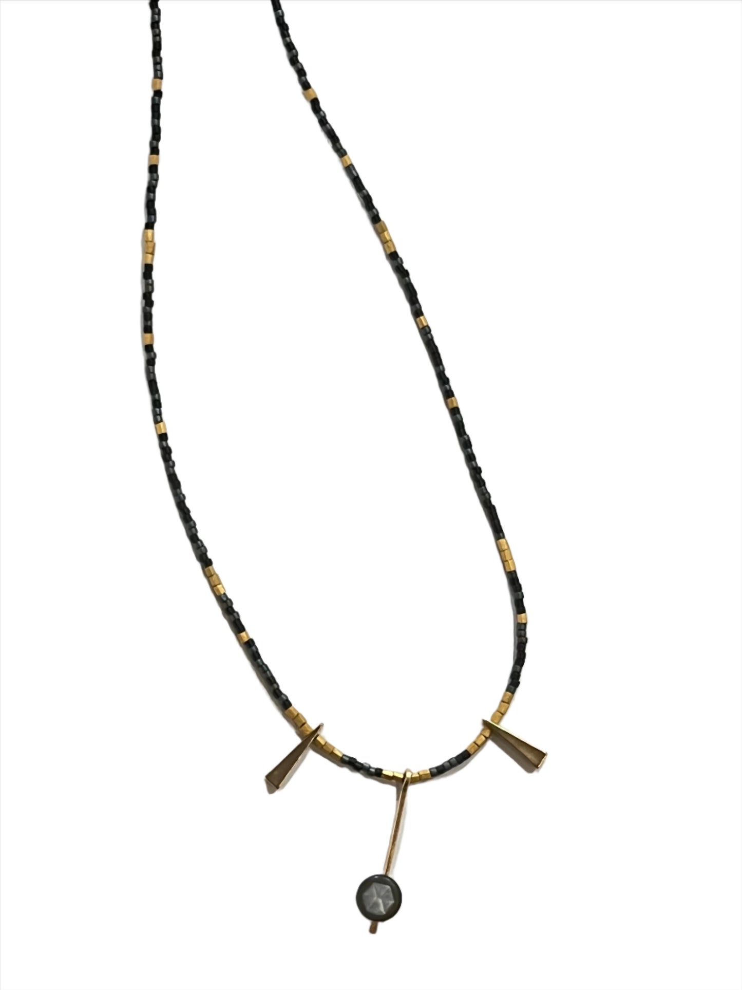 JADEWATER DESIGN | Mini Star Drop Pendant w/ Black and Gray Beads