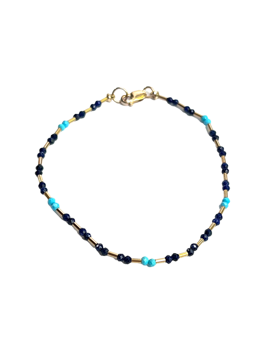DEBBIE FISHER | Turquoise and Lapis Gold Fill Bracelet