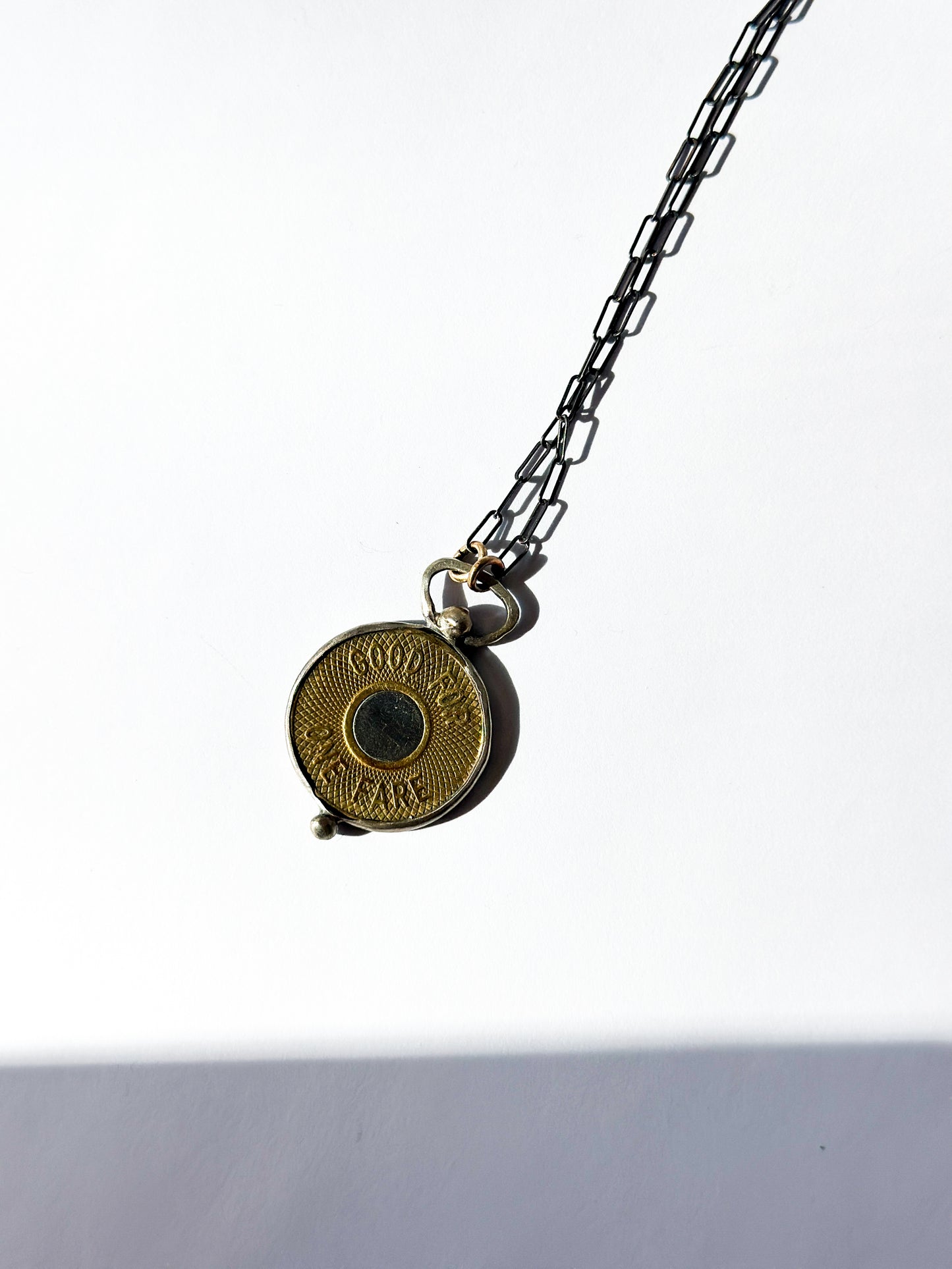 JADEWATER DESIGN | Vintage NYC Subway Token Ring with oxidized band