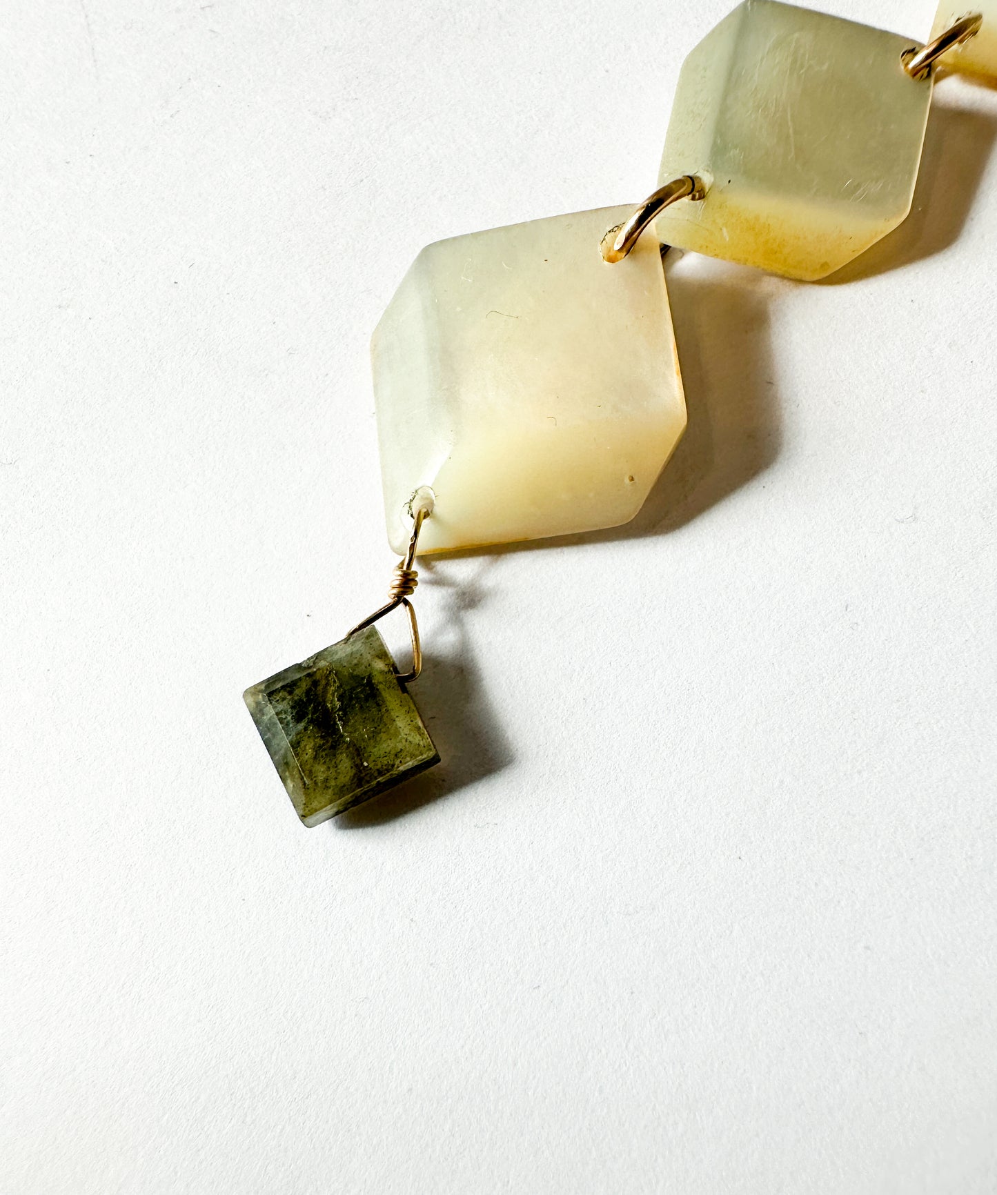 JADEWATER DESIGN | Cube Shell Necklace with Labradorite