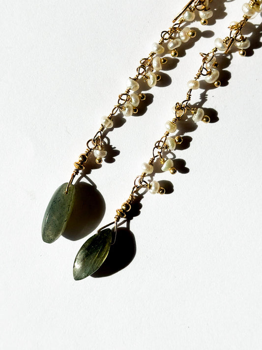 ROBIN HALEY | Pearl and Labradorite Drop Earrings