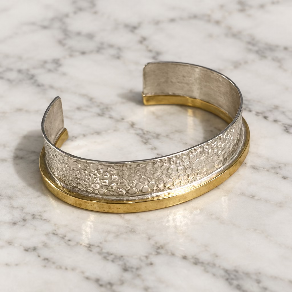 SONJA FRIES | Sterling & Brass Textured Cuff