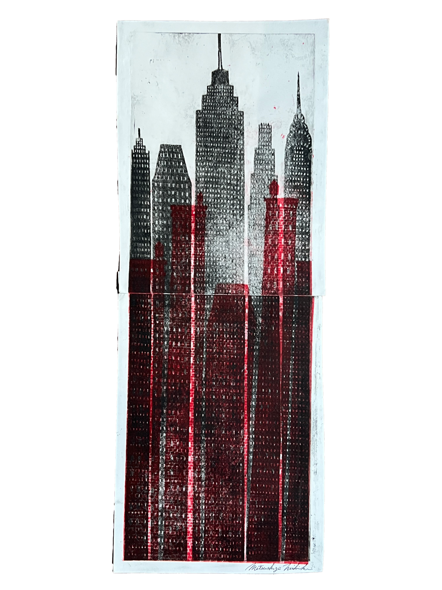 NY Skyline Red & Black by Mitsushige Nishiwaki